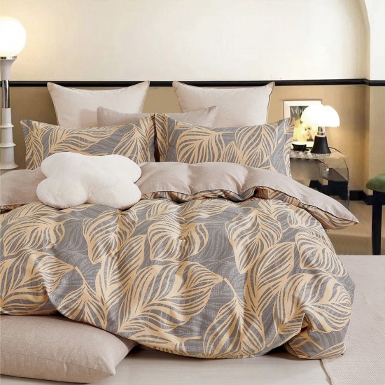 BEAUTY HOME ΣΕΤ ΠΑΠΛΩΜΑ ΥΠΕΡΔΙΠΛΟ ART 12607 ANDRE 220X240 ΓΚΡΙ,ΚΙΤΡΙΝΟ      