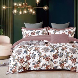 BEAUTY HOME ΣΕΤ ΠΑΠΛΩΜΑ ΥΠΕΡΔΙΠΛΟ ART 12612 FLAURE 220X240 ΕΚΡΟΥ,ΣΑΠΙΟ ΜΗΛΟ      