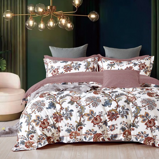 BEAUTY HOME ΣΕΤ ΠΑΠΛΩΜΑ ΥΠΕΡΔΙΠΛΟ ART 12612 FLAURE 220X240 ΕΚΡΟΥ,ΣΑΠΙΟ ΜΗΛΟ      