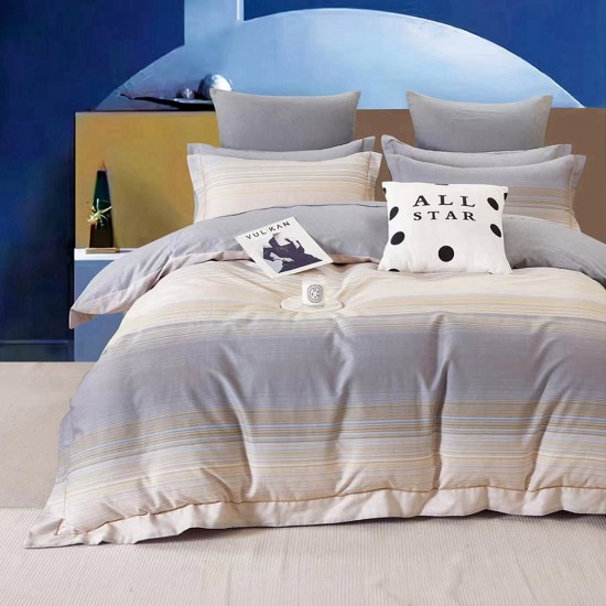 BEAUTY HOME ΣΕΤ ΠΑΠΛΩΜΑ ΥΠΕΡΔΙΠΛΟ ART 12618 BACH 220X240 ΓΚΡΙ,ΜΠΕΖ      