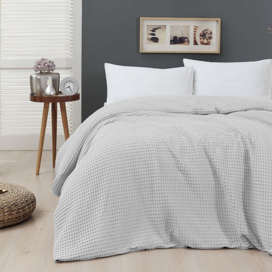 ΠΙΚΕ ΜΟΝΗ WAFFLE ART 1990 SILVER  170X240 ΓΚΡΙ BEAUTY HOME