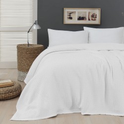 ΠΙΚΕ ΜΟΝΗ WAFFLE ART 1990 WHITE  170X240 ΛΕΥΚΟ BEAUTY HOME