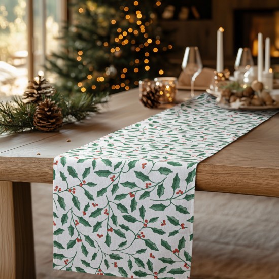 BEAUTY HOME ΡΑΝΝΕΡ HOLLY BRANCH XMAS   34 CM X 2.5 M   