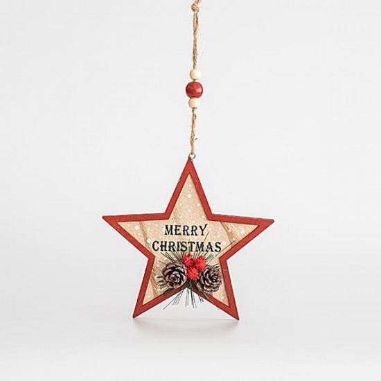 BEAUTY HOME ΞΥΛΙΝΟ ΑΣΤΕΡΑΚΙ, MERRY CHRISTMAS, 15,5X1CM      