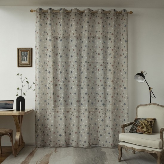 ΚΟΥΡΤΙΝΑ ART 6120  280X280  ΜΠΕΖ,ΚΟΚΚΙΝΟ,ΜΠΛΕ BEAUTY HOME