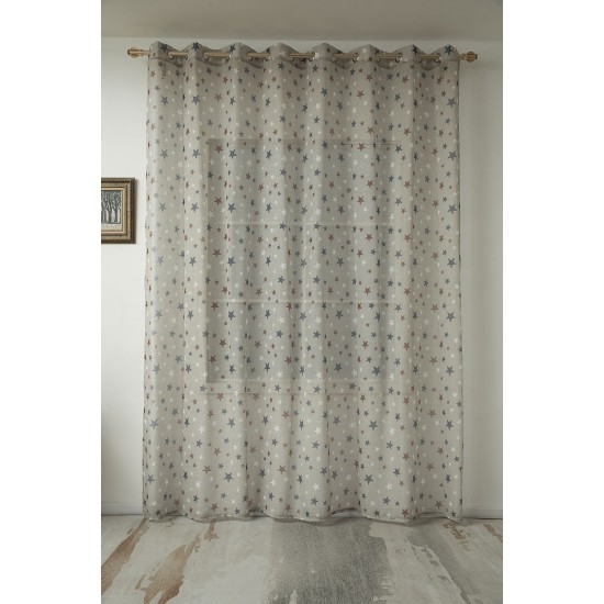 ΚΟΥΡΤΙΝΑ ART 6120  280X280  ΜΠΕΖ,ΚΟΚΚΙΝΟ,ΜΠΛΕ BEAUTY HOME