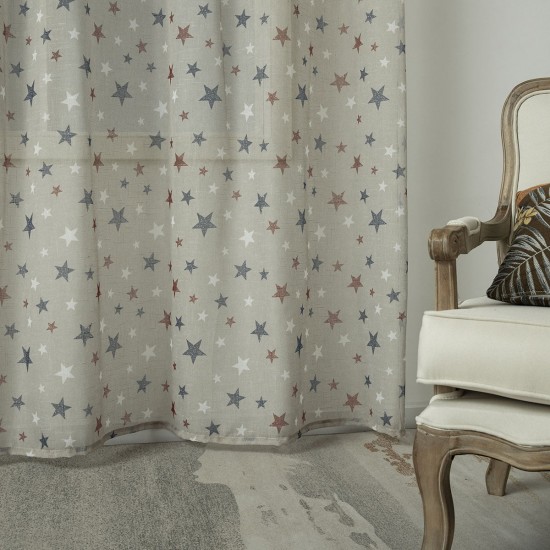 ΚΟΥΡΤΙΝΑ ART 6120  280X280  ΜΠΕΖ,ΚΟΚΚΙΝΟ,ΜΠΛΕ BEAUTY HOME