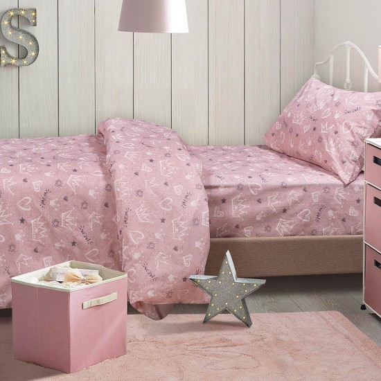 ΣΕΤ ΣΕΝΤΟΝΙΑ ΜΟΝΑ ΜΕ ΛΑΣΤΙΧΟ PRINCESS ART 6214 100X200+30 ΡΟΖ BEAUTY HOME