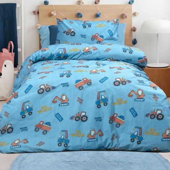 ΣΕΤ ΣΕΝΤΟΝΙΑ ΜΟΝΑ ΜΕ ΛΑΣΤΙΧΟ FACTORY ART 6216 100X200+30 ΓΑΛΑΖΙΟ BEAUTY HOME