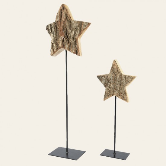BEAUTY HOME ΑΣΤΕΡΙΑ ΞΥΛΙΝΑ ΜΕ ΒΑΣΗ ΣΕΤ 2 ΤΜΧ 35 CM – 55 CM      