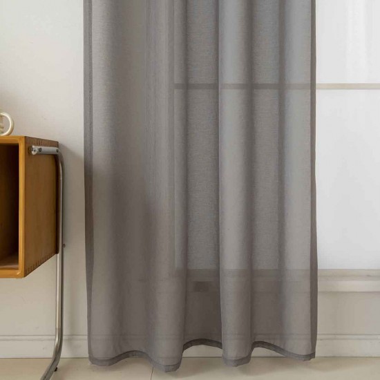 BEAUTY HOME ΚΟΥΡΤΙΝΑ ΓΑΖΑ ΜΟΝΟΧΡΩΜΗ ΜΕ 8 ΜΕΤΑΛΛΙΚΟΥΣ ΚΡΙΚΟΥΣ SHARP ART 8448 140X270 ΜΠΕΖ      