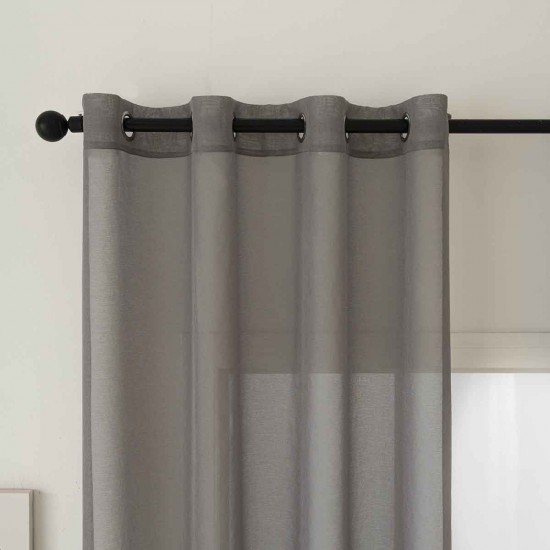 BEAUTY HOME ΚΟΥΡΤΙΝΑ ΓΑΖΑ ΜΟΝΟΧΡΩΜΗ ΜΕ 8 ΜΕΤΑΛΛΙΚΟΥΣ ΚΡΙΚΟΥΣ SHARP ART 8448 140X270 ΜΠΕΖ      