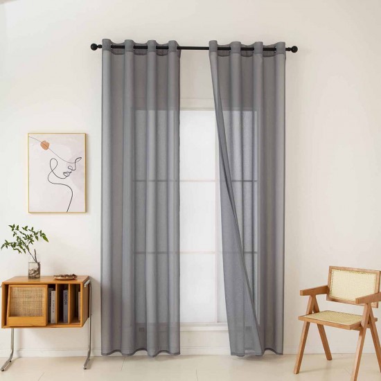 BEAUTY HOME ΚΟΥΡΤΙΝΑ ΓΑΖΑ ΜΟΝΟΧΡΩΜΗ ΜΕ 8 ΜΕΤΑΛΛΙΚΟΥΣ ΚΡΙΚΟΥΣ SHARP ART 8448 140X270 ΑΝΘΡΑΚΙ      