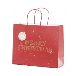 BEAUTY HOME ΧΑΡΤΙΝΗ ΤΣΑΝΤΑ MERRY CHRISTMAS ΚΟΚΚΙΝΗ 32.5×26.5×11.5CM      