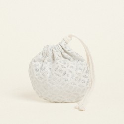 BEAUTY HOME ΠΟΥΓΚΙ ΟΒΑΛ ΜΕ ΚΟΡΔΟΝΙ 13 X 14 CM ΖΑΚΑΡ ΕΚΡΟΥ-ΑΣΗΜΙ      