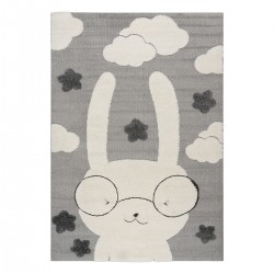 ΧΑΛΙ LOOP ART 9557 GREY WHITE ΓΚΡΙ ΛΕΥΚΟ BEAUTY HOME