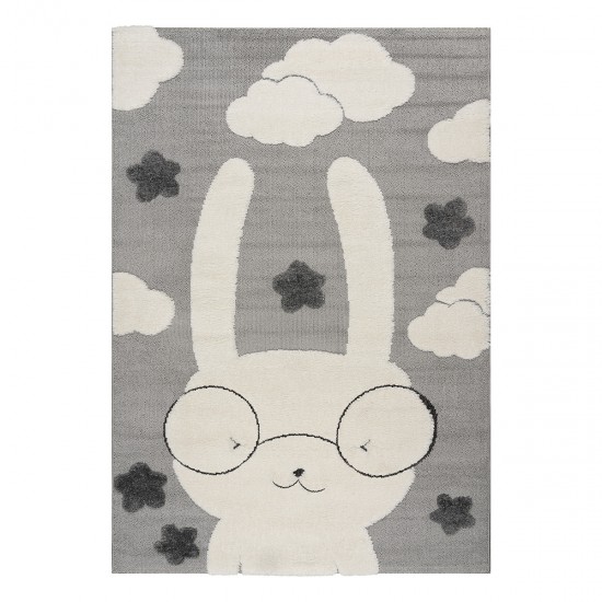 ΧΑΛΙ LOOP ART 9557 GREY WHITE ΓΚΡΙ ΛΕΥΚΟ BEAUTY HOME