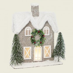BEAUTY HOME ΦΩΤΙΖΟΜΕΝΟ ΣΠΙΤΑΚΙ ΔΙΑΚΟΣΜΗΤΙΚΟ, ΧΙΟΝΙΣΜΕΝΟ, ΜΕ ΣΤΕΦΑΝΙ, 22,5×11,5X27CM      