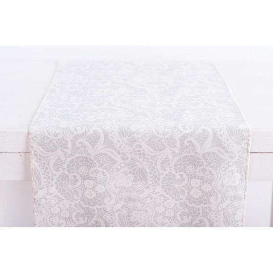 BEAUTY HOME ΡΑΝΝΕΡ ΜΕ ΤΥΠΩΜΑ ΛΕΥΚΗ ΔΑΝΤΕΛΑ   34 CM X 2.5 M   