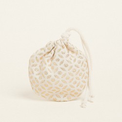BEAUTY HOME ΠΟΥΓΚΙ ΟΒΑΛ ΜΕ ΚΟΡΔΟΝΙ 13 X 14 CM ΖΑΚΑΡ ΕΚΡΟΥ- ΧΡΥΣΟ      