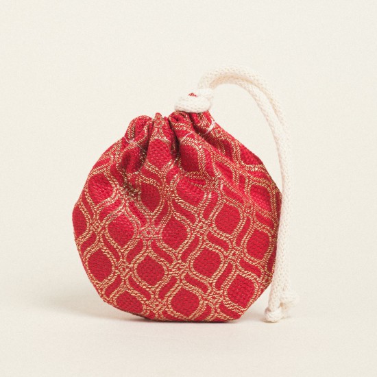 BEAUTY HOME ΠΟΥΓΚΙ ΟΒΑΛ ΜΕ ΚΟΡΔΟΝΙ 13 X 14 CM ΖΑΚΑΡ ΟΡΙΕΝΤΑΛ ΚΟΚΚΙΝΟ-ΧΡΥΣΟ      