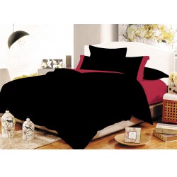 ΣΕΤ ΣΕΝΤΟΝΙΑ ΚΟΜΒΟΣ COTTON LINE BLACK - RED ΜΟΝΟΧΡΩΜΑ ΜΕ ΦΑΣΑ ΜΟΝΑ ΜΕ ΛΑΣΤΙΧΟ 100X200+20