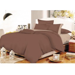 ΣΕΤ ΣΕΝΤΟΝΙΑ ΚΟΜΒΟΣ COTTON LINE BROWN - BEIGE ΜΟΝΟΧΡΩΜΑ ΜΕ ΦΑΣΑ ΜΟΝΑ 160X240