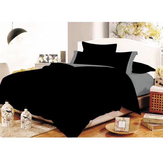 ΣΕΤ ΣΕΝΤΟΝΙΑ ΚΟΜΒΟΣ COTTON LINE BLACK - GREY ΜΟΝΟΧΡΩΜΑ ΜΕ ΦΑΣΑ ΜΟΝΑ ΜΕ ΛΑΣΤΙΧΟ 100X200+20