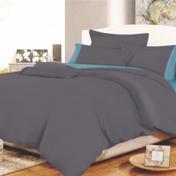 ΣΕΤ ΣΕΝΤΟΝΙΑ ΚΟΜΒΟΣ COTTON LINE ANTHRACES - DOLPHIN BLUE ΜΟΝΟΧΡΩΜΑ ΜΕ ΦΑΣΑ ΜΟΝΑ ΜΕ ΛΑΣΤΙΧΟ 100X200+22