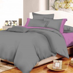 ΣΕΤ ΣΕΝΤΟΝΙΑ ΚΟΜΒΟΣ COTTON LINE GREY-LILAC ΜΟΝΟΧΡΩΜΑ ΜΕ ΦΑΣΑ ΜΟΝΑ 160X240