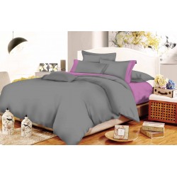 ΣΕΤ ΣΕΝΤΟΝΙΑ ΚΟΜΒΟΣ COTTON LINE GREY-LILAC ΜΟΝΟΧΡΩΜΑ ΜΕ ΦΑΣΑ ΜΟΝΑ 160X240