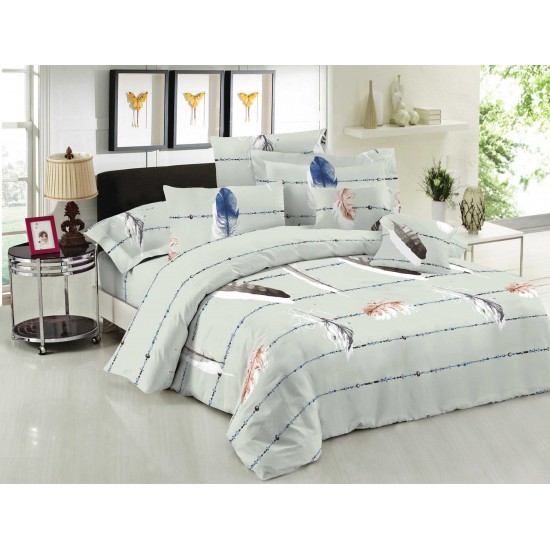 ΖΕΥΓΟΣ ΜΑΞΙΛΑΡΟΘΗΚΕΣ ΚΟΜΒΟΣ COTTON LINE PRINTED FEATHERS OLIVE 50X70