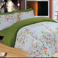 ΣΕΤ ΣΕΝΤΟΝΙΑ LE BLANC PREMIUM FLOWERS GREEN ΜΟΝΑ ΜΕ ΛΑΣΤΙΧΟ 100X200+33