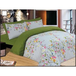 ΣΕΤ ΣΕΝΤΟΝΙΑ LE BLANC PREMIUM FLOWERS GREEN ΜΟΝΑ ΜΕ ΛΑΣΤΙΧΟ 100X200+33