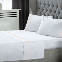 ΣΕΤ  ΣΕΝΤΟΝΙΑ LE BLANC ΜΟΝΟΧΡΩΜΑ  ΜΕ ΦΥΤΙΛΙ POLYCOTTON 50/50 TC144 WHITE ΜΟΝΑ 170X270
