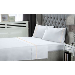 ΣΕΤ  ΣΕΝΤΟΝΙΑ LE BLANC ΜΟΝΟΧΡΩΜΑ  ΜΕ ΦΥΤΙΛΙ POLYCOTTON 50/50 TC144 WHITE ΜΟΝΑ 170X270
