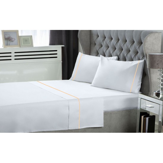 ΣΕΤ  ΣΕΝΤΟΝΙΑ LE BLANC ΜΟΝΟΧΡΩΜΑ  ΜΕ ΦΥΤΙΛΙ POLYCOTTON 50/50 TC144 WHITE ΜΟΝΑ 170X270
