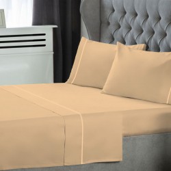 ΣΕΤ ΣΕΝΤΟΝΙΑ LE BLANC ΜΟΝΟΧΡΩΜΑ ΜΕ ΦΥΤΙΛΙ POLYCOTTON 50/50 TC144 SAND ΜΟΝΑ ΜΕ ΛΑΣΤΙΧΟ 100X200+35