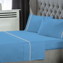 ΣΕΤ  ΣΕΝΤΟΝΙΑ LE BLANC ΜΟΝΟΧΡΩΜΑ  ΜΕ ΦΥΤΙΛΙ POLYCOTTON 50/50 TC144 BLUE ΜΟΝΑ 170X270