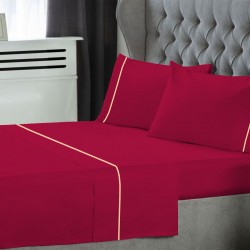 ΣΕΤ ΣΕΝΤΟΝΙΑ LE BLANC ΜΟΝΟΧΡΩΜΑ  ΜΕ ΦΥΤΙΛΙ POLYCOTTON 50/50 TC144 CHERRY ΜΟΝΑ 170X270