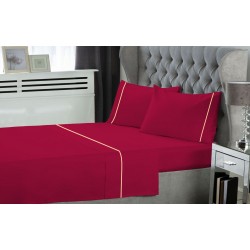 ΣΕΤ ΣΕΝΤΟΝΙΑ LE BLANC ΜΟΝΟΧΡΩΜΑ  ΜΕ ΦΥΤΙΛΙ POLYCOTTON 50/50 TC144 CHERRY ΜΟΝΑ 170X270