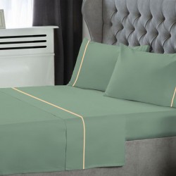 ΣΕΤ ΣΕΝΤΟΝΙΑ LE BLANC ΜΟΝΟΧΡΩΜΑ  ΜΕ ΦΥΤΙΛΙ POLYCOTTON 50/50 TC144 GREEN ΜΟΝΑ 170X270
