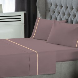 ΣΕΤ ΣΕΝΤΟΝΙΑ LE BLANC ΜΟΝΟΧΡΩΜΑ  ΜΕ ΦΥΤΙΛΙ POLYCOTTON 50/50 TC144 WOOD ROSE ΜΟΝΑ 170X270