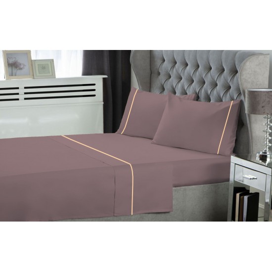 ΣΕΤ ΣΕΝΤΟΝΙΑ LE BLANC ΜΟΝΟΧΡΩΜΑ  ΜΕ ΦΥΤΙΛΙ POLYCOTTON 50/50 TC144 WOOD ROSE ΜΟΝΑ 170X270