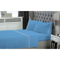 ΣΕΤ ΣΕΝΤΟΝΙΑ LEBLANC ΜΟΝΟΧΡΩΜΑ ΜΕ ΦΥΤΙΛΙ POLYCOTTON 50/50 TC144 BLUE ΥΠΕΡΔΙΠΛΑ 240X270