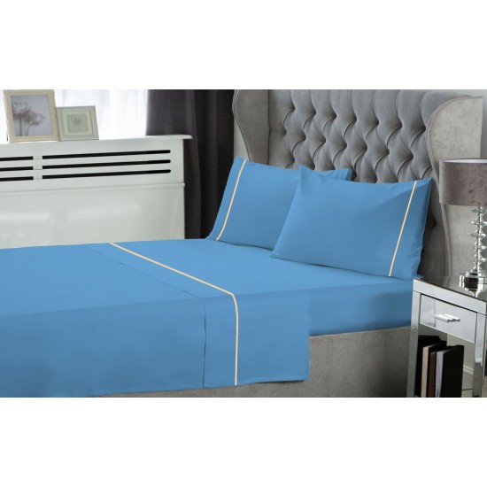 ΣΕΤ ΣΕΝΤΟΝΙΑ LEBLANC ΜΟΝΟΧΡΩΜΑ ΜΕ ΦΥΤΙΛΙ POLYCOTTON 50/50 TC144 BLUE ΥΠΕΡΔΙΠΛΑ 240X270