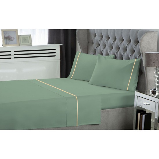 ΣΕΤ ΣΕΝΤΟΝΙΑ LEBLANC ΜΟΝΟΧΡΩΜΑ ΜΕ ΦΥΤΙΛΙ POLYCOTTON 50/50 TC144 GREEN ΥΠΕΡΔΙΠΛΑ 240X270