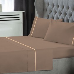 ΣΕΤ ΣΕΝΤΟΝΙΑ LEBLANC ΜΟΝΟΧΡΩΜΑ ΜΕ ΦΥΤΙΛΙ POLYCOTTON 50/50 TC144 LIGHT BROWN ΥΠΕΡΔΙΠΛΑ 240X270