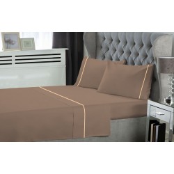 ΣΕΤ ΣΕΝΤΟΝΙΑ LEBLANC ΜΟΝΟΧΡΩΜΑ ΜΕ ΦΥΤΙΛΙ POLYCOTTON 50/50 TC144 LIGHT BROWN ΥΠΕΡΔΙΠΛΑ 240X270