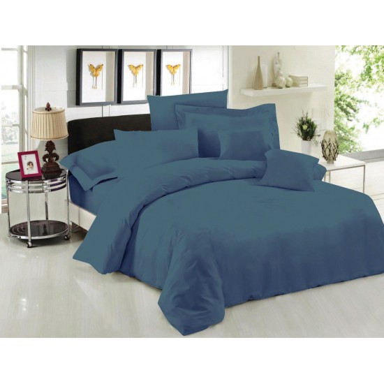 ΣΕΝΤΟΝΙ ΜΕΜΟΝΟΜΕΝΟ LEBLANC ΜΟΝΟΧΡΩΜΟ POLYCOTTON 50/50 TC144 DUSTY BLUE ΜΟΝΟ ΜΕ ΛΑΣΤΙΧΟ 100X200+35